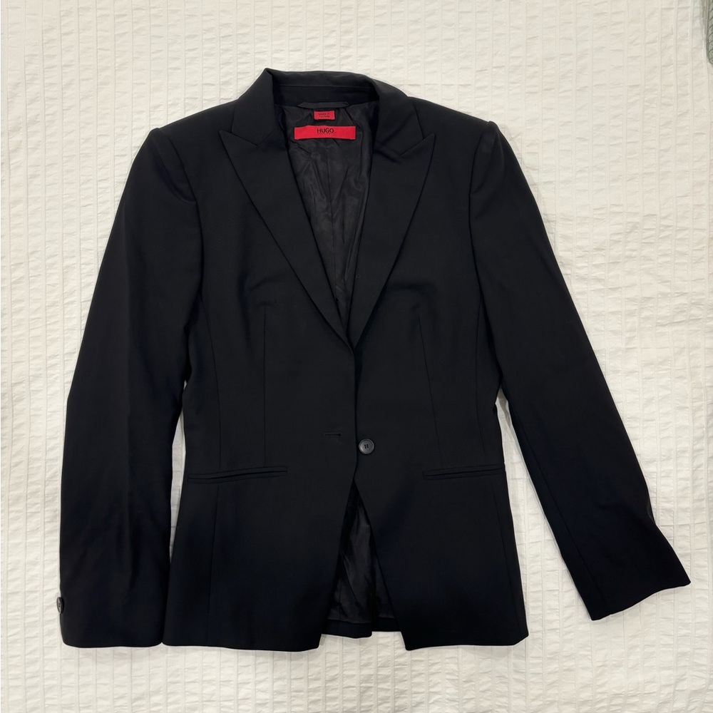 HUGO by Hugo Boss Black Wool Blazer Single Button
